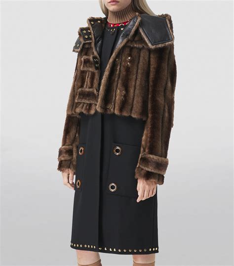 burberry fake fur coat|burberry women's coat.